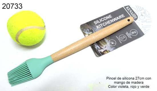 Imagen de PINCEL DE SILICONA MANGO MADERA 27CM 8CM (VIO-VER-ROJO) 3.24
